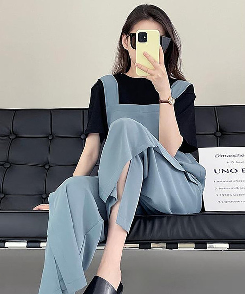 Girly Doll（ガーリードール）の「ワイドサロペットパンツ（サロペット/オーバーオール・レディース・ブルー/ブラック・M/L）」の10枚目の写真