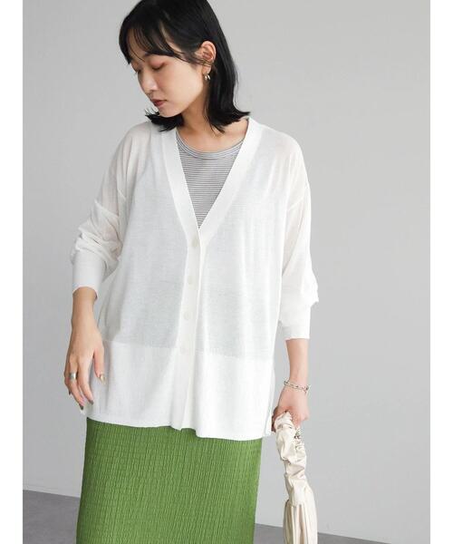 Green　Parks（グリーンパークス）の「接触冷感Vネックカーデ（カーディガン/ボレロ・レディース・ブルーグリーン/パープル/ダークネイビー/ホワイト・FREE）」の5枚目の写真