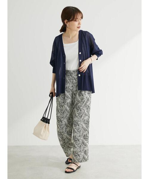 Green　Parks（グリーンパークス）の「接触冷感Vネックカーデ（カーディガン/ボレロ・レディース・ブルーグリーン/パープル/ダークネイビー/ホワイト・FREE）」の9枚目の写真