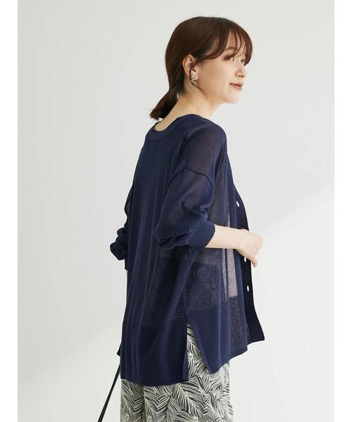 Green　Parks（グリーンパークス）の「接触冷感Vネックカーデ（カーディガン/ボレロ・レディース・ブルーグリーン/パープル/ダークネイビー/ホワイト・FREE）」の12枚目の写真