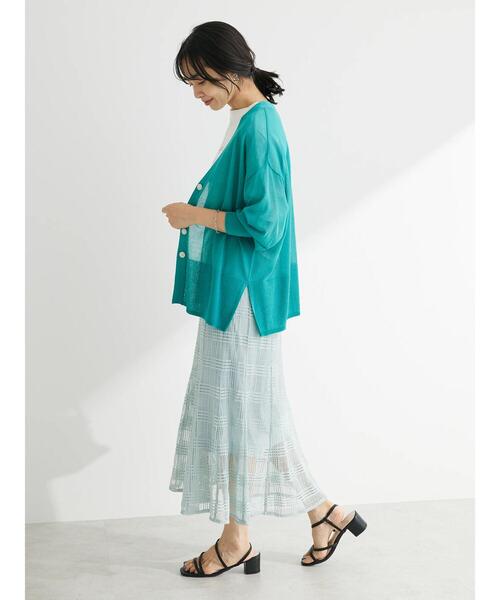 Green　Parks（グリーンパークス）の「接触冷感Vネックカーデ（カーディガン/ボレロ・レディース・ブルーグリーン/パープル/ダークネイビー/ホワイト・FREE）」の18枚目の写真