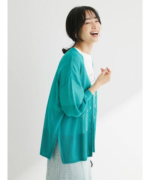 Green　Parks（グリーンパークス）の「接触冷感Vネックカーデ（カーディガン/ボレロ・レディース・ブルーグリーン/パープル/ダークネイビー/ホワイト・FREE）」の21枚目の写真