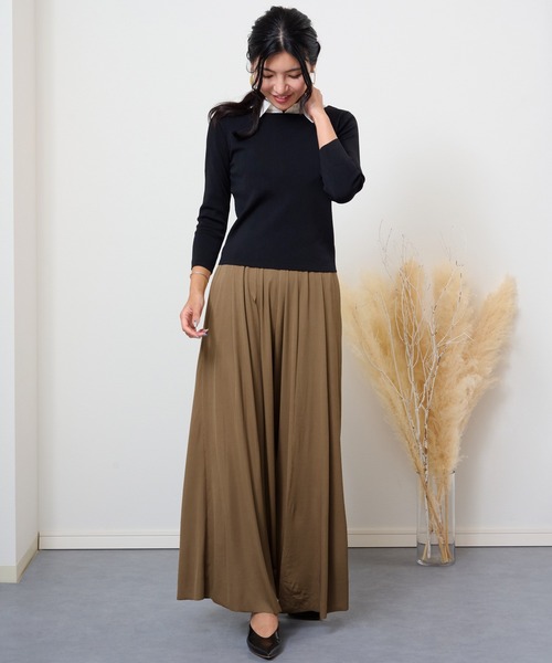ETERNITY SELECT(エタニティ セレクト)の「接触冷感 さらさら フリーカット フレアラップパンツ(その他パンツ・レディース・グリーン/ブラック/ベージュ・FREE)」の22枚目の写真