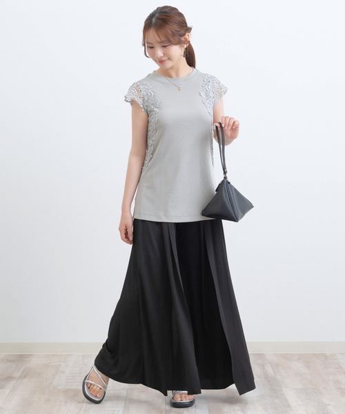 ETERNITY SELECT(エタニティ セレクト)の「接触冷感 さらさら フリーカット フレアラップパンツ(その他パンツ・レディース・グリーン/ブラック/ベージュ・FREE)」の5枚目の写真