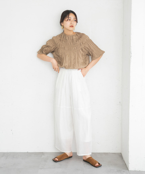 KBF（ケイビーエフ）の「ボリュームシアーコクーンパンツ（その他パンツ・レディース・オフホワイト/ブラック/ラベンダー・ONE）」の18枚目の写真