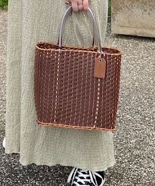 Kastane（カスタネ）の「タイパイピングカゴBAG（かごバッグ・レディース・ブラウン/サックスブルー/ピンク/アイボリー/ミント・FREE）」の17枚目の写真