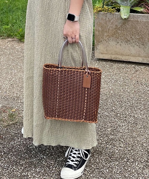 Kastane（カスタネ）の「タイパイピングカゴBAG（かごバッグ・レディース・ブラウン/サックスブルー/ピンク/アイボリー/ミント・FREE）」の20枚目の写真