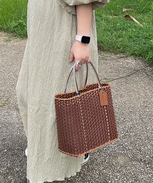 Kastane（カスタネ）の「タイパイピングカゴBAG（かごバッグ・レディース・ブラウン/サックスブルー/ピンク/アイボリー/ミント・FREE）」の21枚目の写真