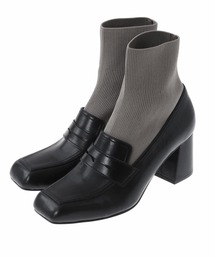 ソックス風レイヤードショートブーツ