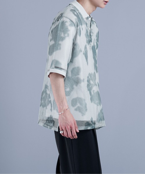 Ellno Loset（エルノロゼット）の「メッシュフラワーポロシャツ（Tシャツ/カットソー・メンズ・ブルー/ネイビー/グレー・MEDIUM/LARGE/SMALL）」の4枚目の写真