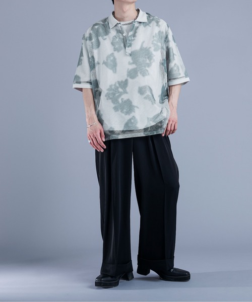 Ellno Loset(エルノロゼット)の「メッシュフラワーポロシャツ(Tシャツ/カットソー・メンズ・ブルー/ネイビー/グレー・MEDIUM/LARGE/SMALL)」の5枚目の写真