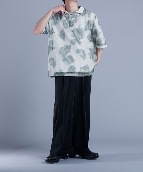 Ellno Loset（エルノロゼット）の「メッシュフラワーポロシャツ（Tシャツ/カットソー・メンズ・ブルー/ネイビー/グレー・MEDIUM/LARGE/SMALL）」の6枚目の写真