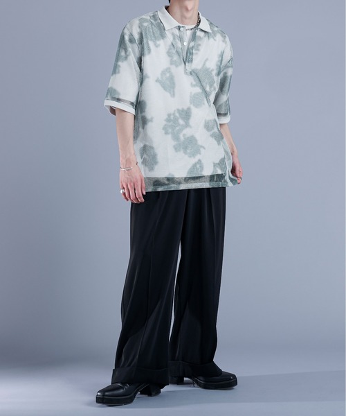 Ellno Loset（エルノロゼット）の「メッシュフラワーポロシャツ（Tシャツ/カットソー・メンズ・ブルー/ネイビー/グレー・MEDIUM/LARGE/SMALL）」の8枚目の写真