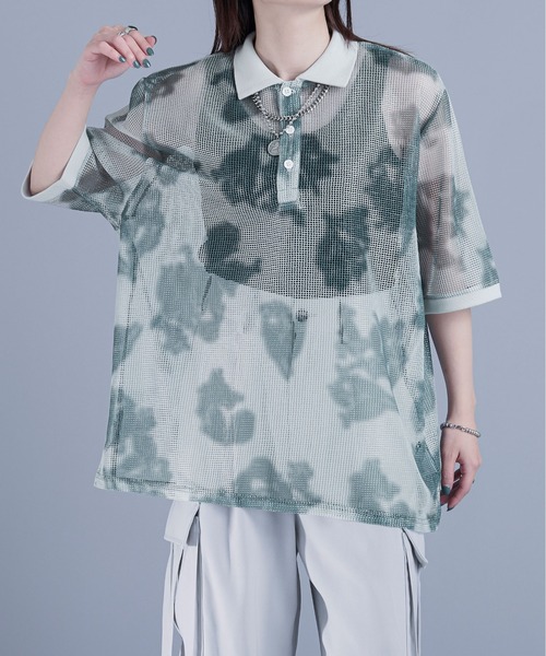 Ellno Loset（エルノロゼット）の「メッシュフラワーポロシャツ（Tシャツ/カットソー・メンズ・ブルー/ネイビー/グレー・MEDIUM/LARGE/SMALL）」の9枚目の写真