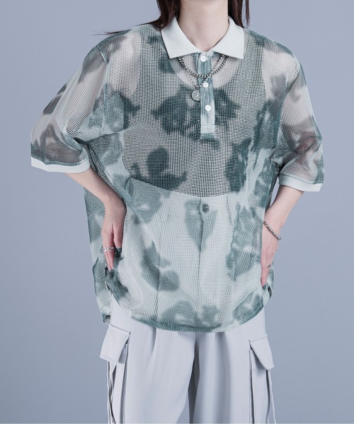 Ellno Loset（エルノロゼット）の「メッシュフラワーポロシャツ（Tシャツ/カットソー・メンズ・ブルー/ネイビー/グレー・MEDIUM/LARGE/SMALL）」の10枚目の写真