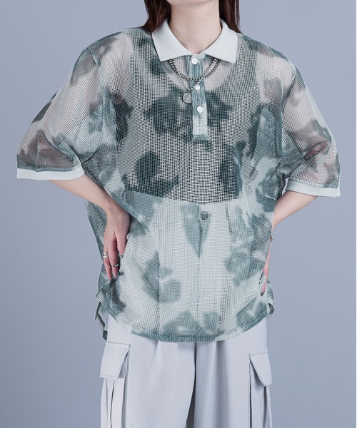 Ellno Loset（エルノロゼット）の「メッシュフラワーポロシャツ（Tシャツ/カットソー・メンズ・ブルー/ネイビー/グレー・MEDIUM/LARGE/SMALL）」の11枚目の写真