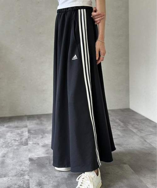 adidas（アディダス）の「adidas/アディダス　スリーストライプス ルーズフィット ダブルニットスカート（スカート・レディース・ブラック/パープル・LARGE/MEDIUM/SMALL）」の13枚目の写真