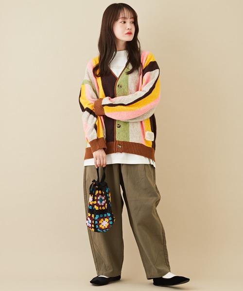 CUBE SUGAR（キューブシュガー）の「微起毛ツイルラクゆるっとパンツ（その他パンツ・レディース・カーキ/ベージュ/チャコールグレー/ナチュラル/レッド・M）」の12枚目の写真