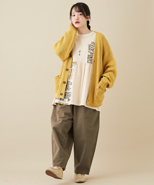 CUBE SUGAR（キューブシュガー）の「微起毛ツイルラクゆるっとパンツ（その他パンツ・レディース・カーキ/ベージュ/チャコールグレー/ナチュラル/レッド・M）」の11枚目の写真