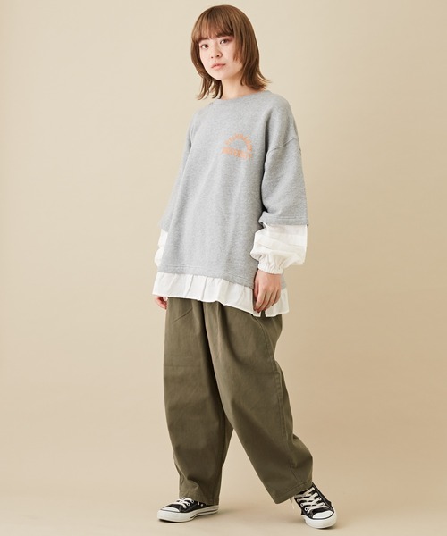 CUBE SUGAR（キューブシュガー）の「微起毛ツイルラクゆるっとパンツ（その他パンツ・レディース・カーキ/ベージュ/チャコールグレー/ナチュラル/レッド・M）」の9枚目の写真