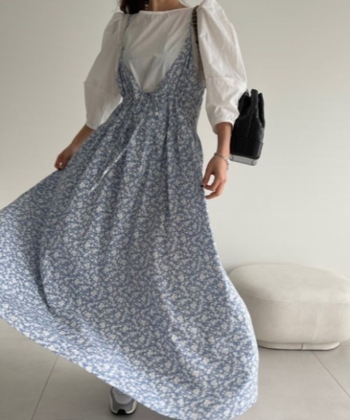 フラワーフロントリボンキャミワンピース（ワンピース）｜sorule