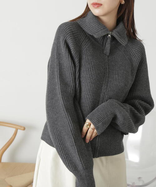 FREE'S MART（フリーズマート）の「◆［ＷＥＢ限定］フロントジップニットカーディガン（カーディガン/ボレロ・レディース・ブルー/グリーン/グレー系その他/ホワイト・FREE）」の2枚目の写真