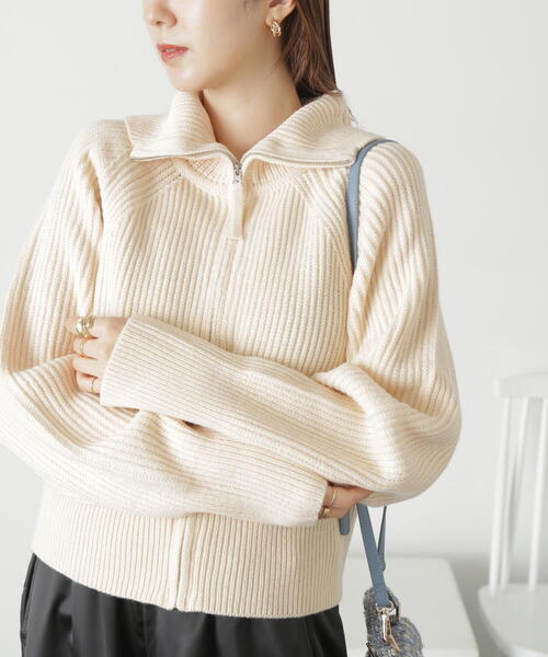 FREE'S MART（フリーズマート）の「◆［ＷＥＢ限定］フロントジップニットカーディガン（カーディガン/ボレロ・レディース・ブルー/グリーン/グレー系その他/ホワイト・FREE）」の7枚目の写真