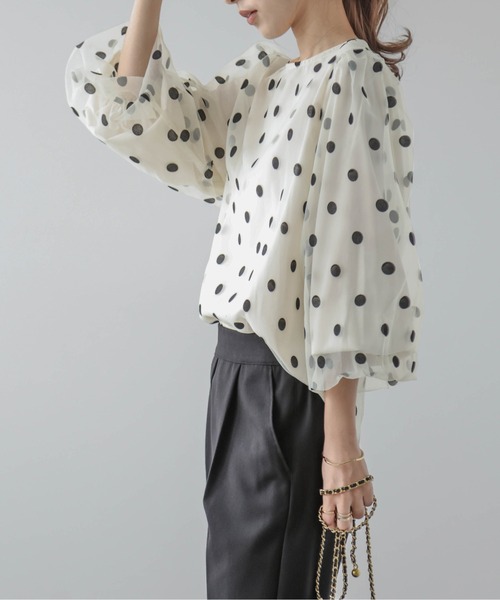 AMELY（エミリー）の「フロッキードット柄トップス（その他トップス・レディース・ブラック/ネイビー/オフホワイト・フリー）」の18枚目の写真