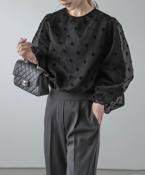 AMELY（エミリー）の「フロッキードット柄トップス（その他トップス・レディース・ブラック/ネイビー/オフホワイト・フリー）」の21枚目の写真