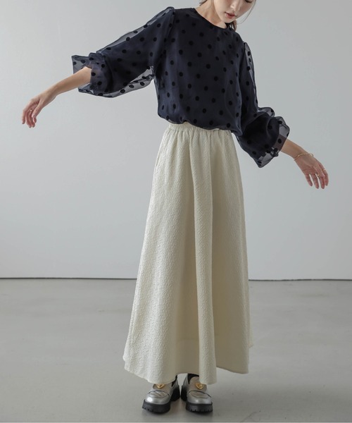 AMELY（エミリー）の「フロッキードット柄トップス（その他トップス・レディース・ブラック/ネイビー/オフホワイト・フリー）」の5枚目の写真