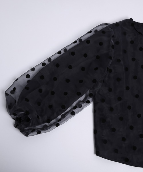 AMELY（エミリー）の「フロッキードット柄トップス（その他トップス・レディース・ブラック/ネイビー/オフホワイト・フリー）」の10枚目の写真