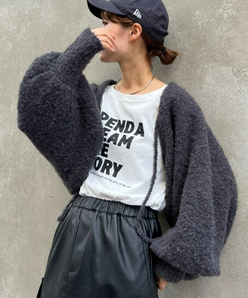 CIAOPANIC TYPY(チャオパニックティピー)の「ブークレボレロニットカーディガン(カーディガン/ボレロ・レディース・オフホワイト/ホワイト/チャコールグレー・ONE SIZE)」の3枚目の写真