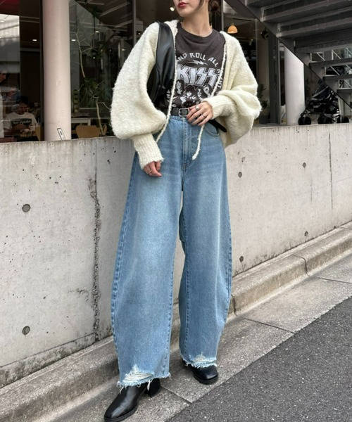 CIAOPANIC TYPY(チャオパニックティピー)の「ブークレボレロニットカーディガン(カーディガン/ボレロ・レディース・オフホワイト/ホワイト/チャコールグレー・ONE SIZE)」の19枚目の写真
