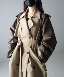 me+em select | 【 ３COLOR 】フェイクレザードッキングロングトレンチコート(トレンチコート)