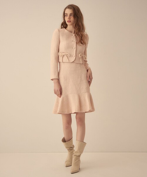 DEICY（デイシー）の「リボンツイードショートジャケット（ノーカラージャケット・レディース・ピンク/オフホワイト・0/1）」の19枚目の写真