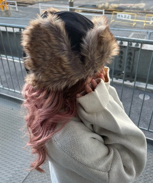 SPINNS（スピンズ）の「無地アビエーター ダック地パイロットキャップ（キャップ・メンズ・キャメル/カーキ/ブラック/オフホワイト/グレー・ONESIZE）」の3枚目の写真