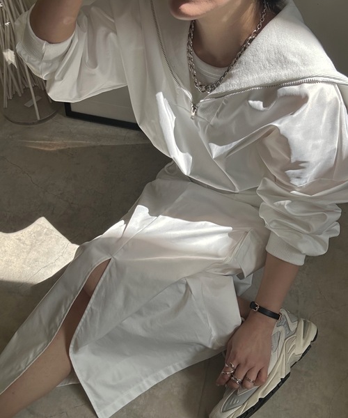 ULEULA（ウルア）の「ハーフZIPショートプルオーバー＋カーゴスカート/セットアップ（セットアップ・レディース・カーキ/ブラック/ホワイト・FREE）」の2枚目の写真