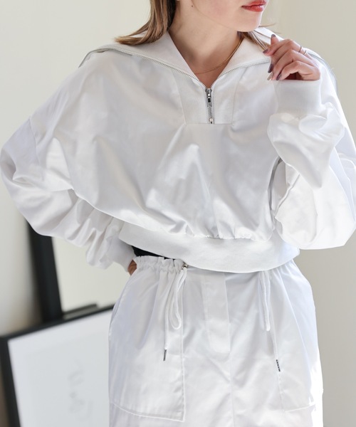 ULEULA（ウルア）の「ハーフZIPショートプルオーバー＋カーゴスカート/セットアップ（セットアップ・レディース・カーキ/ブラック/ホワイト・FREE）」の11枚目の写真