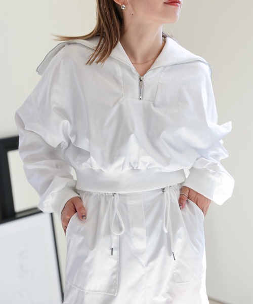 ULEULA（ウルア）の「ハーフZIPショートプルオーバー＋カーゴスカート/セットアップ（セットアップ・レディース・カーキ/ブラック/ホワイト・FREE）」の9枚目の写真