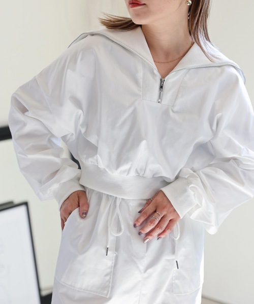 ULEULA（ウルア）の「ハーフZIPショートプルオーバー＋カーゴスカート/セットアップ（セットアップ・レディース・カーキ/ブラック/ホワイト・FREE）」の10枚目の写真