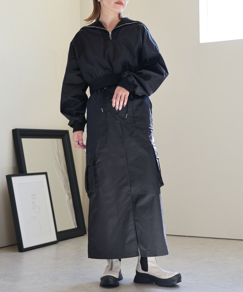 ULEULA（ウルア）の「ハーフZIPショートプルオーバー＋カーゴスカート/セットアップ（セットアップ・レディース・カーキ/ブラック/ホワイト・FREE）」の17枚目の写真