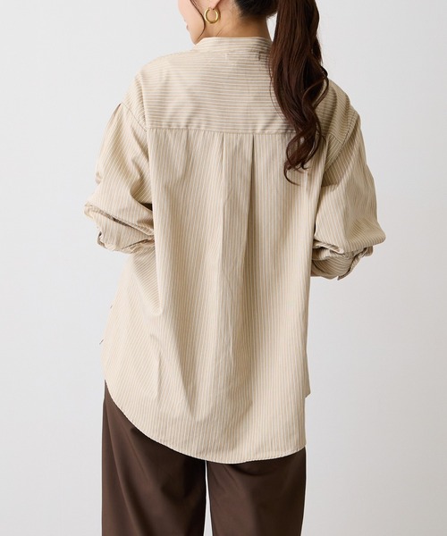 OWLSPALE（オールズペール）の「ストライプピンタックシャツ（シャツ/ブラウス・レディース・ライトベージュ/カーキ/アイボリー・FREE）」の12枚目の写真