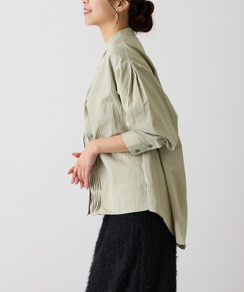 OWLSPALE（オールズペール）の「ストライプピンタックシャツ（シャツ/ブラウス・レディース・ライトベージュ/カーキ/アイボリー・FREE）」の15枚目の写真