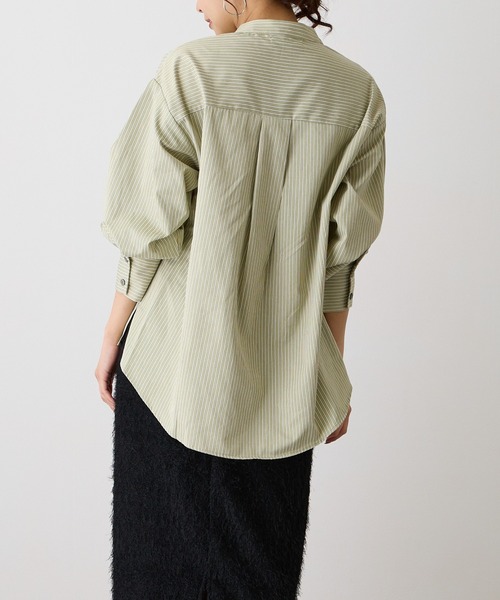 OWLSPALE（オールズペール）の「ストライプピンタックシャツ（シャツ/ブラウス・レディース・ライトベージュ/カーキ/アイボリー・FREE）」の10枚目の写真