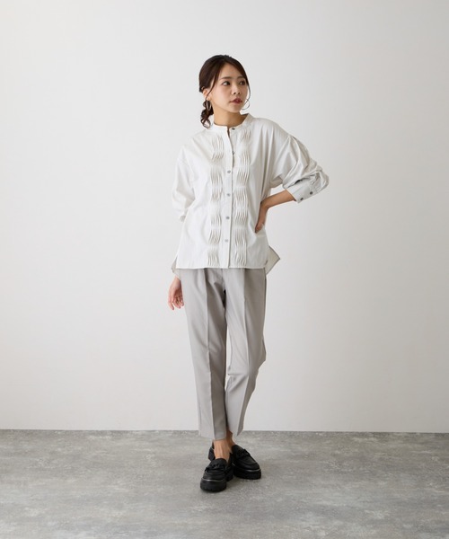 OWLSPALE（オールズペール）の「ストライプピンタックシャツ（シャツ/ブラウス・レディース・ライトベージュ/カーキ/アイボリー・FREE）」の8枚目の写真