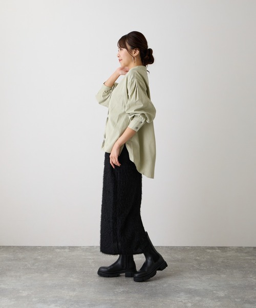 OWLSPALE（オールズペール）の「ストライプピンタックシャツ（シャツ/ブラウス・レディース・ライトベージュ/カーキ/アイボリー・FREE）」の11枚目の写真