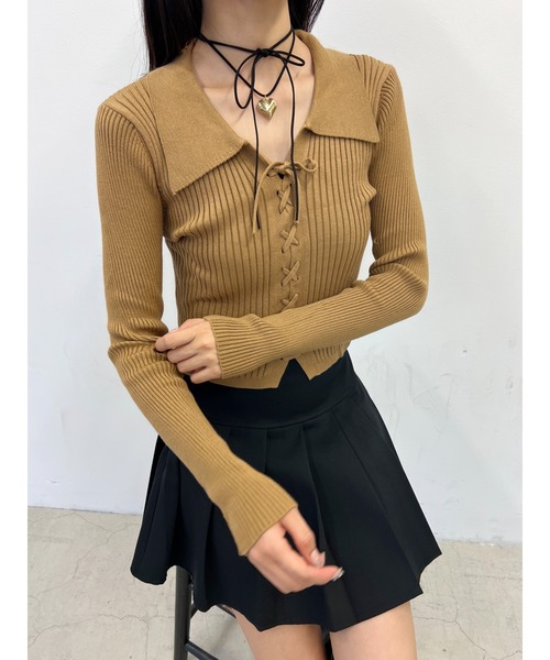 PHILLY（フィリー）の「WC/レースアップエリツキニット（ニット/セーター・レディース・ブラウン/グレー/ブラック・FREE）」の3枚目の写真