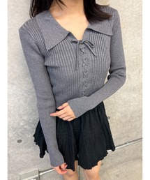 WC/レースアップエリツキニット