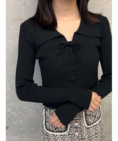 PHILLY（フィリー）の「WC/レースアップエリツキニット（ニット/セーター・レディース・ブラウン/グレー/ブラック・FREE）」の4枚目の写真