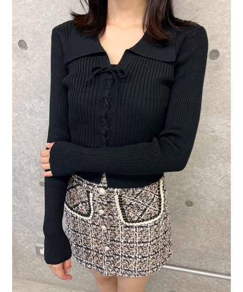 PHILLY（フィリー）の「WC/レースアップエリツキニット（ニット/セーター・レディース・ブラウン/グレー/ブラック・FREE）」の5枚目の写真